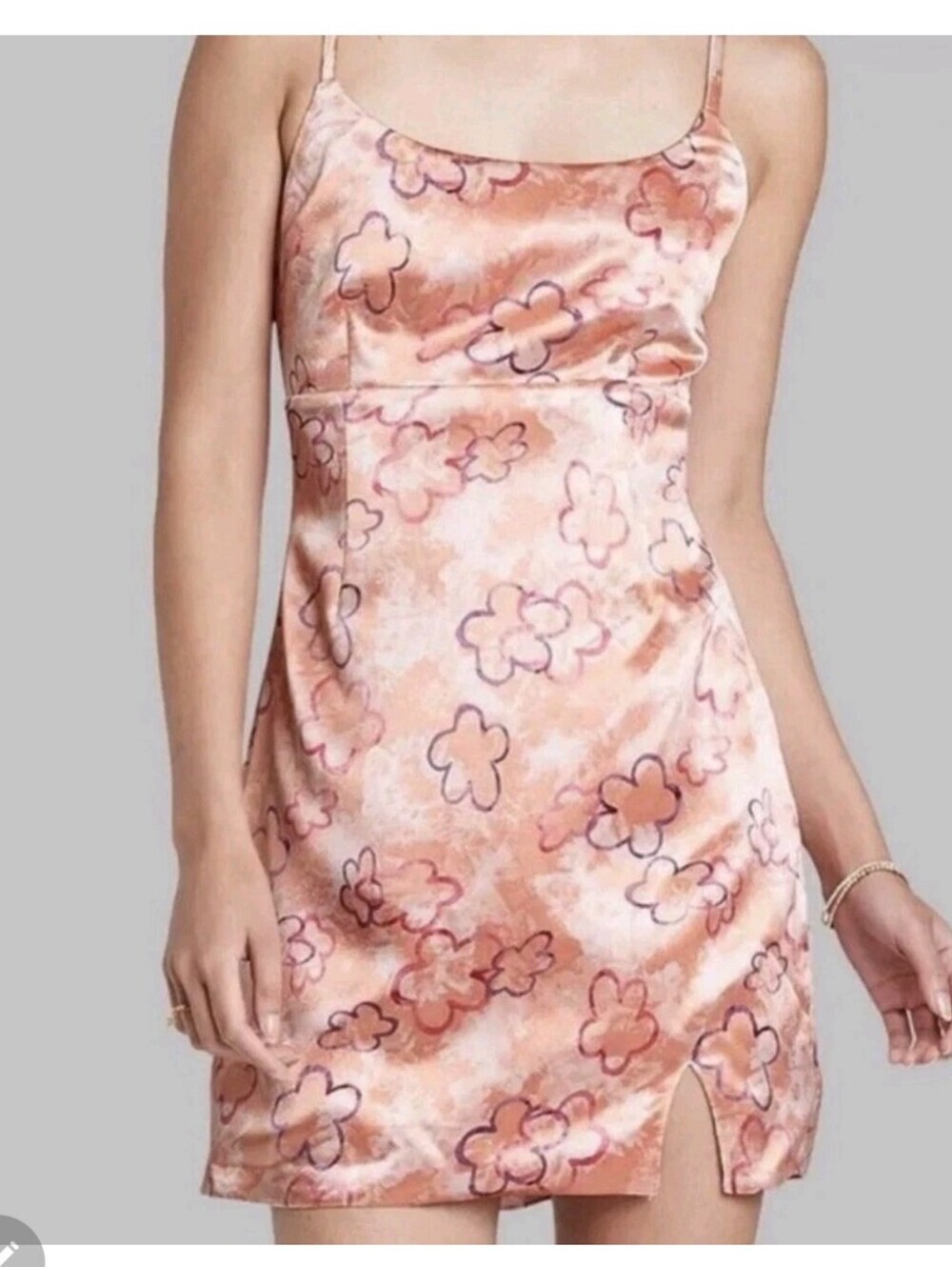 Wild Fable NWT Pink Satin Floral Slip Mini Dress Size M